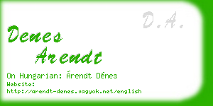 denes arendt business card